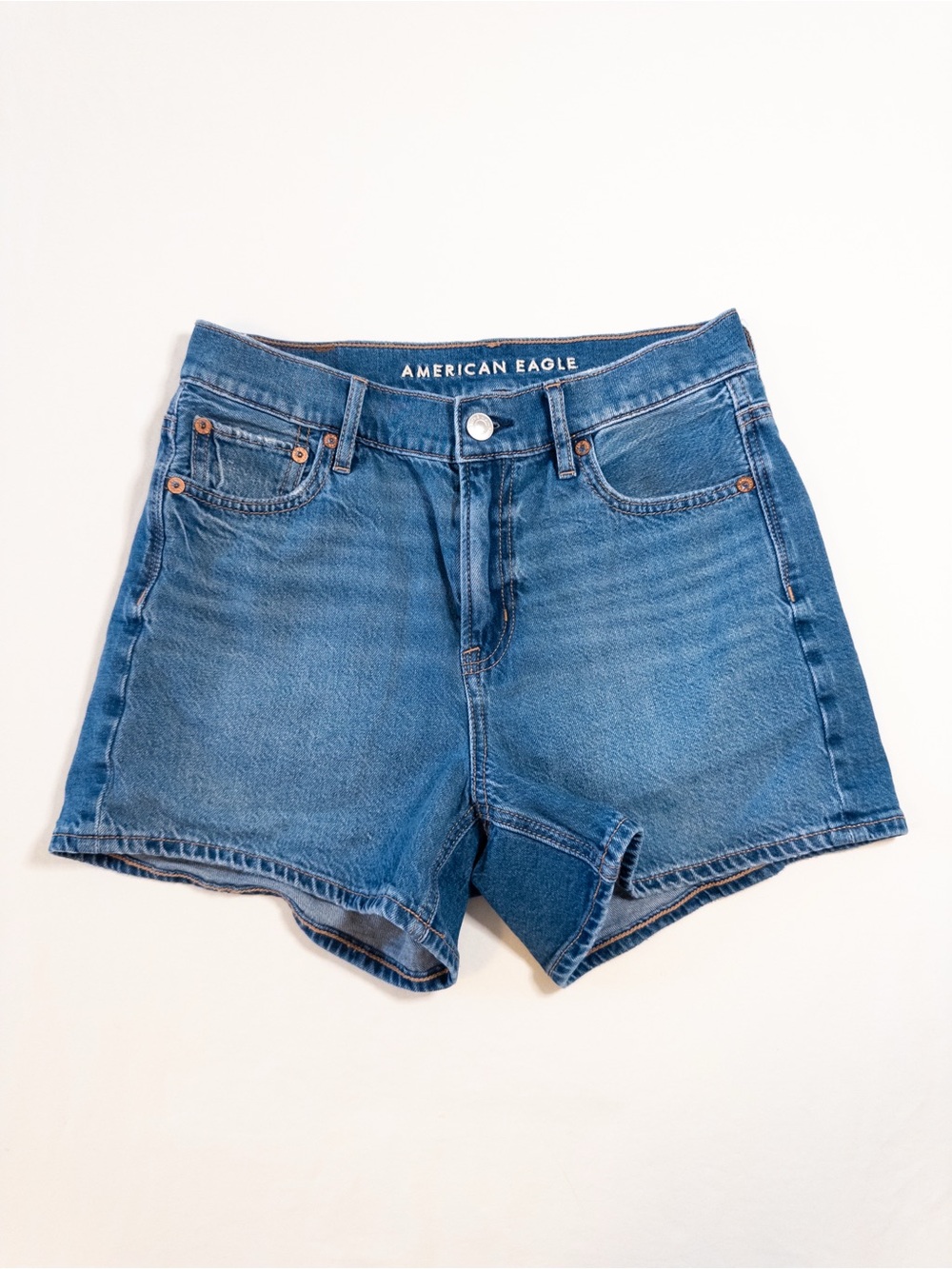 American Eagle High Rise Relaxed Denim Shorts Size 0 Blue Jean Cutoffs